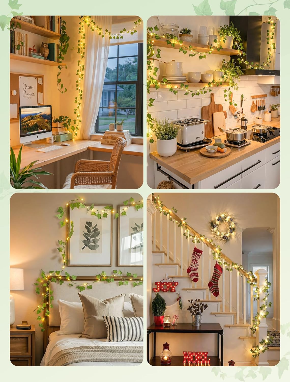 Skiennix Fairy Lights - 13ft Ivy Garland String Lights with Remote & 40 LED Warm White Decor for Bedroom, Wedding & More