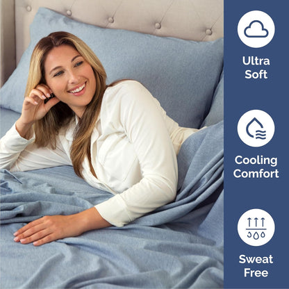 Skiennix Cal King Size 4-Piece Sheet Set - Comfy Cooling Bed Sheets | Hotel Luxury Bedding - Blue
