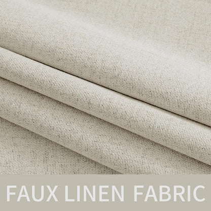 MIULEE Linen Texture Curtains - 100% Blackout Thermal Insulated Draperies | Light Cream, 52x96 Inch (2 Panels)