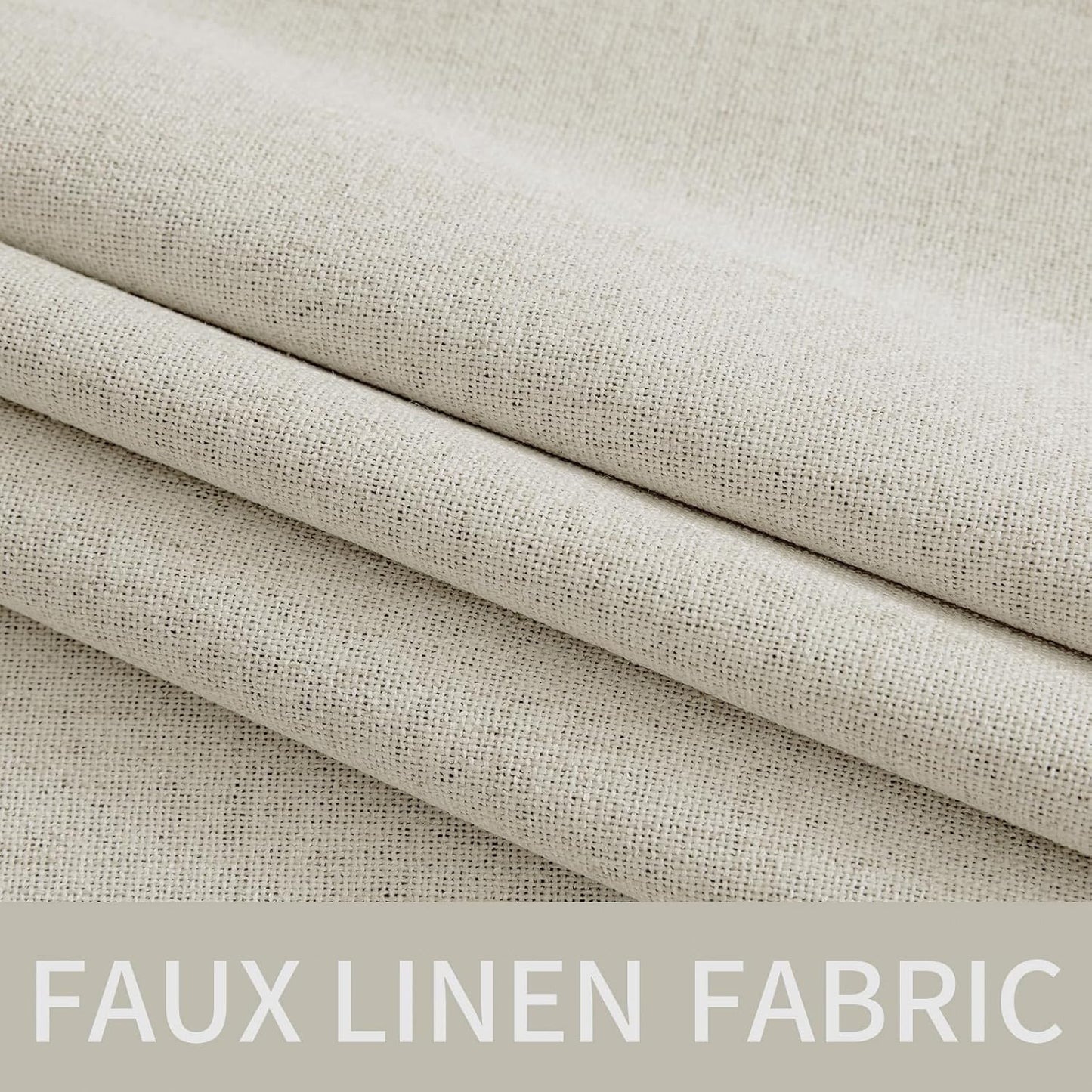 MIULEE 90-Inch Linen Texture Curtains - Light Cream 100% Blackout Thermal Insulated Drapes | 52x90 Inch (2 Panels)