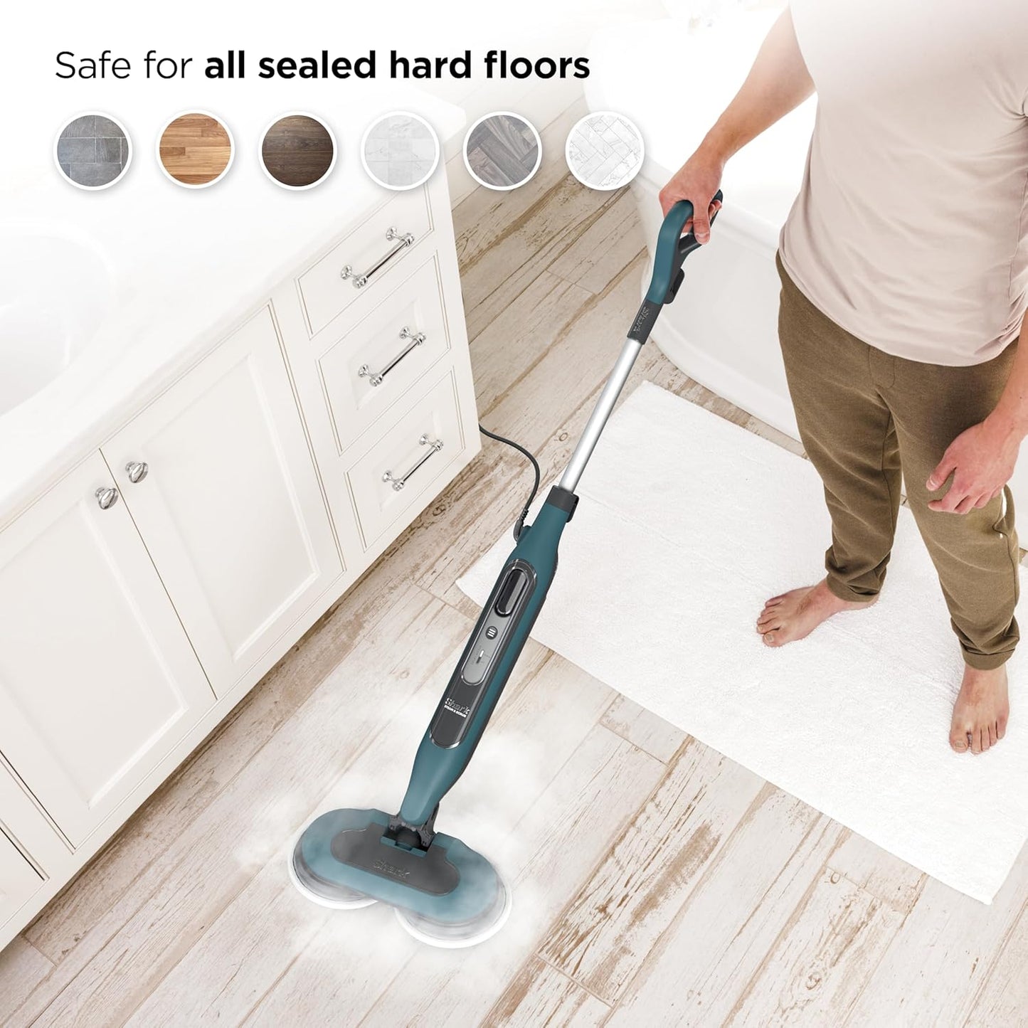 Shark Steam & Scrub Hard Floor Steam Mop - All-in-One Sanitizing with 2 Steam Modes & XL Water Tank | Teal S8002BRN