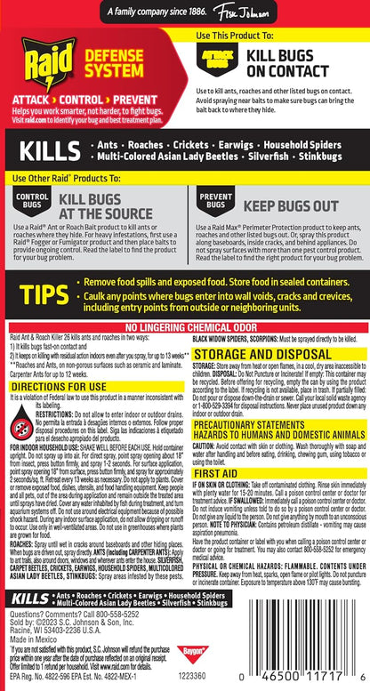 Raid Ant and Roach Killer, Fragrance Free, 17.5 OZ