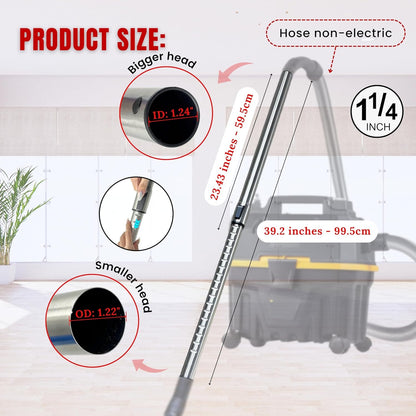 Stainless Steel Vacuum Extension Wand by [Brand Name] - 1.25 Inch Compatible with 32mm Accessories