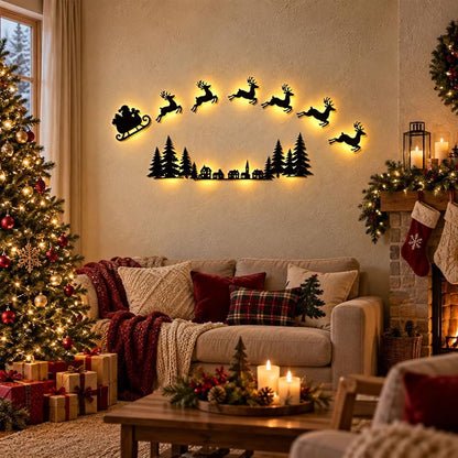 G 7-Piece LED Reindeer Wall Decorations – Antler 3D Glow Christmas Decor (Variation: G)