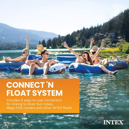 INTEX 58854EP River Run Connect Inflatable Floating Lounge: Comfortable Backrest – Built-in Cup Holder – Durable Grab Handles – Easy-to-Use Connectors – 220lb Weight Capacity