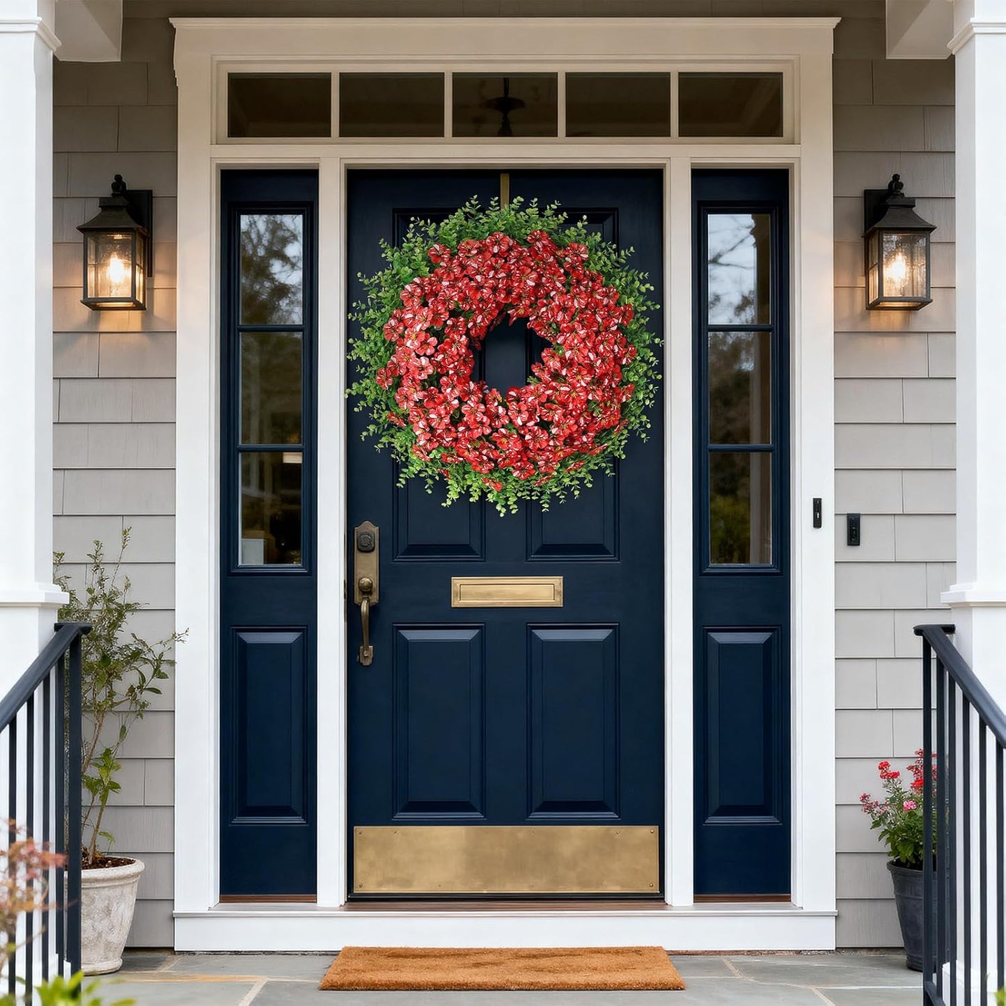 Starry Sky Morning Glory Wreath by [Brand Name] - 26" Faux Eucalyptus & Flower Decor for Spring/Summer