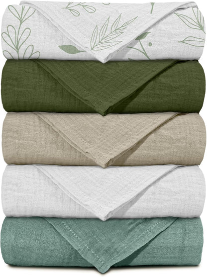 Skiennix Muslin Receiving Blankets - Neutral Swaddle Wraps for Newborns | 5 Pack, Breathable & Skin-Friendly