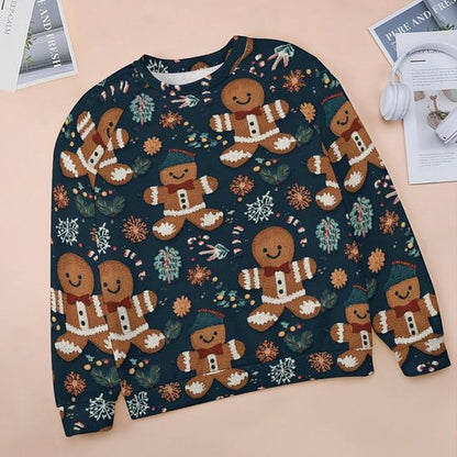 Domirica Gingerbread Sweatshirt - Women's Oversized Pullover | Cute Graphic for Winter Fashion 2024