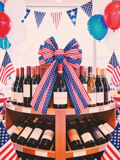 Large Patriotic Wreath Bow - 4th of July Decor with Star and Stripe Design | 11.4 x 20.8 in
