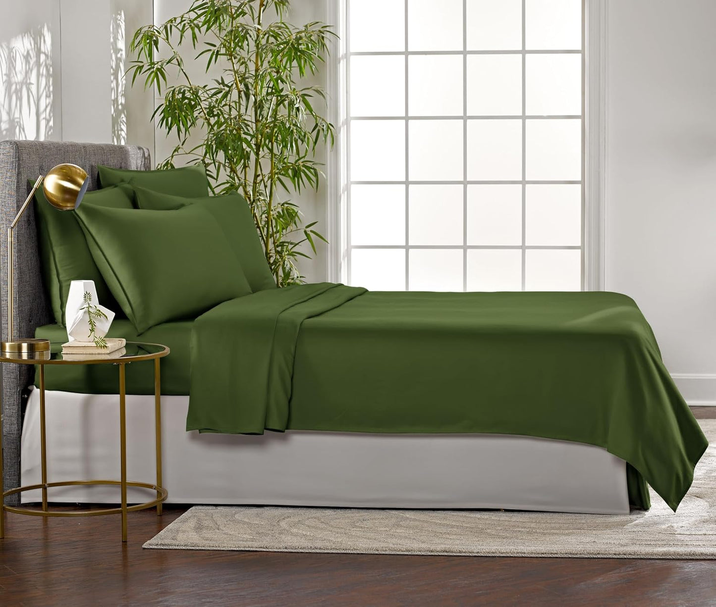 Pure Bamboo Full Sheets - 100% Organic Viscose Bed Sheet Set | Luxuriously Soft & Cooling (Full, Pesto)