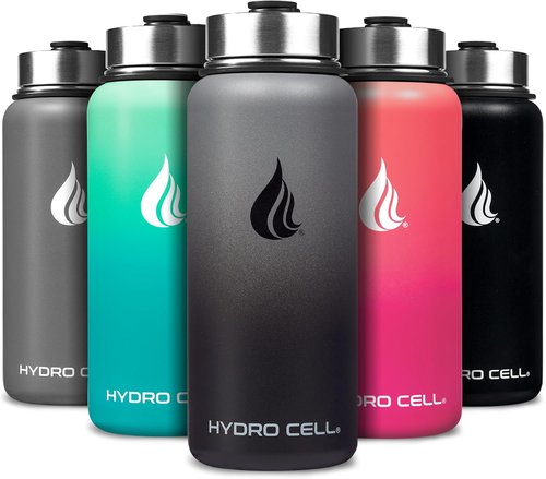 HYDRO CELL Stainless Steel Insulated Water Bottle - Leakproof Design for Hot & Cold Drinks | 32oz Graphite/Black