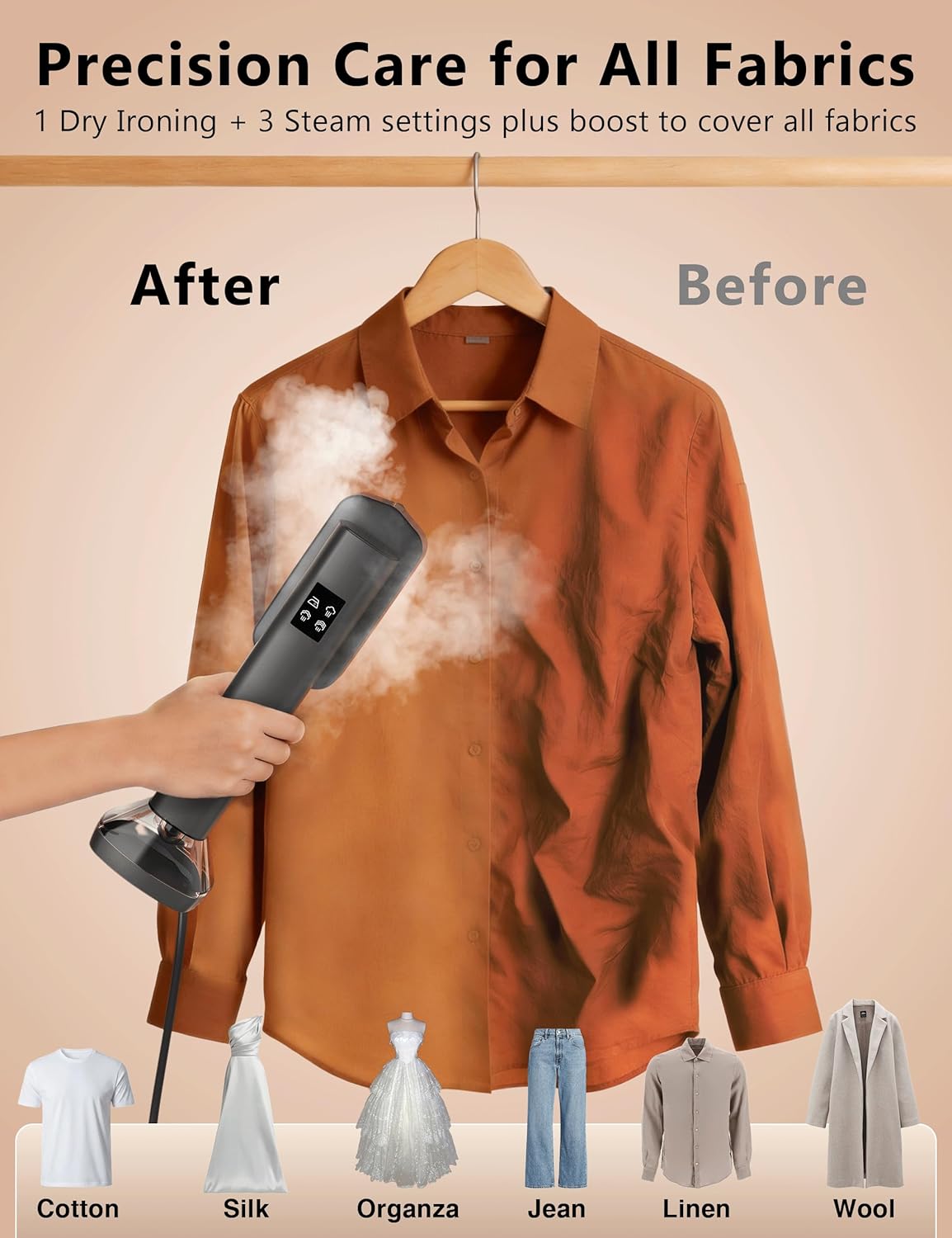 Skiennix Portable Handheld Garment Steamer - 200ml Capacity, 1000W Fast Heat-Up, Leak-Proof, Black & Gold