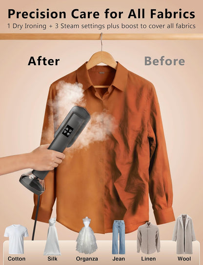 Skiennix Portable Handheld Garment Steamer - 200ml Capacity, 1000W Fast Heat-Up, Leak-Proof, Black & Gold