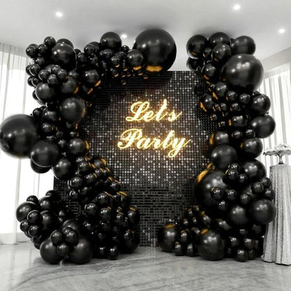 Matte Black Balloons by [Brand Name] - 102-Piece Latex Balloon Arch Kit for Graduation, Halloween, & Birthday Parties