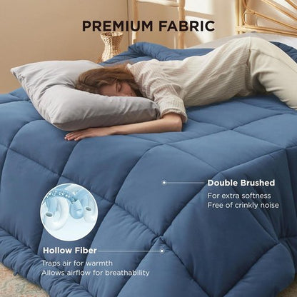 Bedsure Comforter Duvet Insert - Quilted Cal King Size, All-Season Down Alternative Bedding, Dark Slate Blue 96x102 Inches