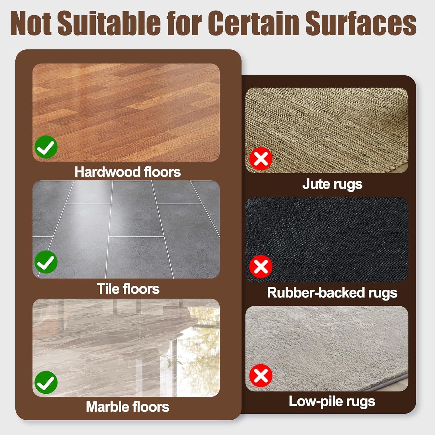 Premium Rug Grippers - 12PCS Anti-Slip Carpet Pads, 3.9 Inch, Prevent Curling & Sliding on Hardwood, Tile & Marble Floors