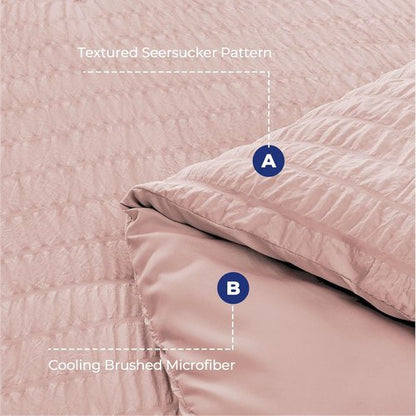 HYMOKEGE Rose Gold Queen Comforter Set - 7-Piece Luxury Bedding Set with Sheets, Pillowcases & Shams