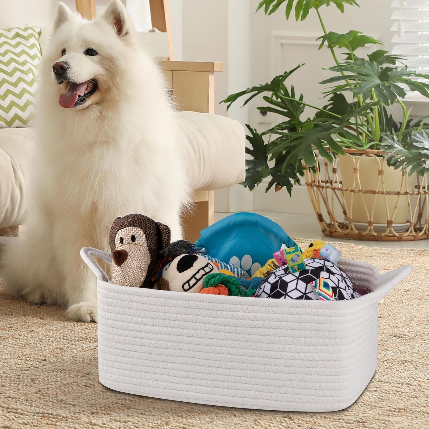 OIAHOMY Woven Basket - Versatile Storage Solution with Gift Bags & Ribbons | White Nursery Organizer