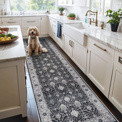 Skiennix 3x12 Washable Hallway Runner Rug - Ultra Soft Non-Slip Carpet for Kitchen & Entryway | Black