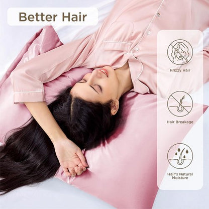 Bedsure Satin Pillowcase - Silky Pink Pillowcases for Hair & Skin | Queen Size 20x30 Inches, 4 Pack