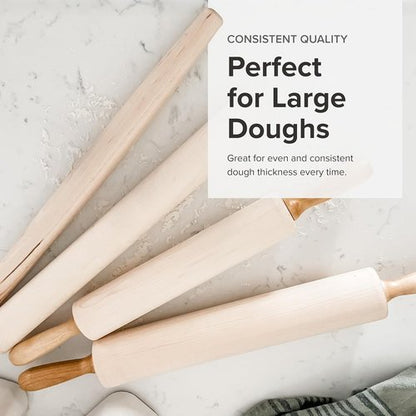 Frieling Dough Roller - 20-Inch Natural Maple French Pin Rolling Pin for Perfect Pizza Dough