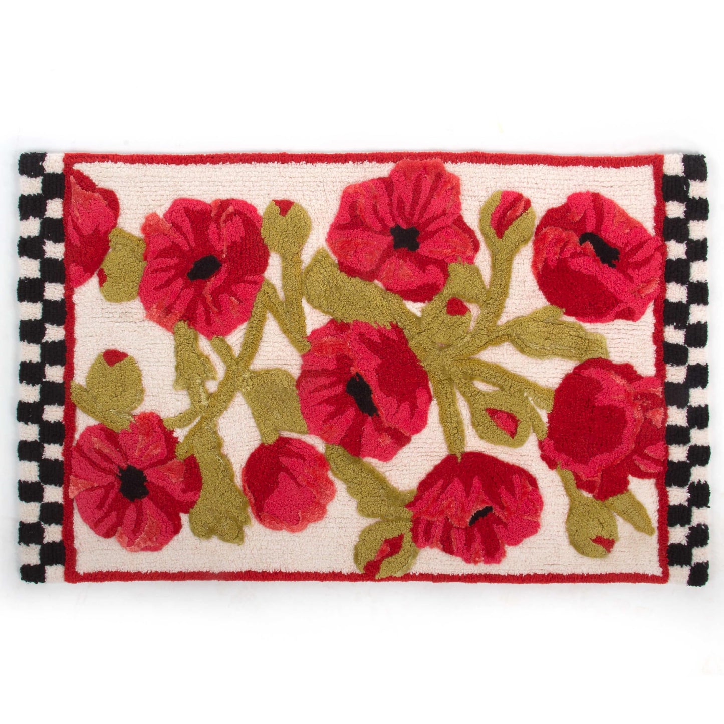 MACKENZIE-CHILDS Bath Rug, Bath Mat for Bathroom Use, Cotton Rug, Poppy