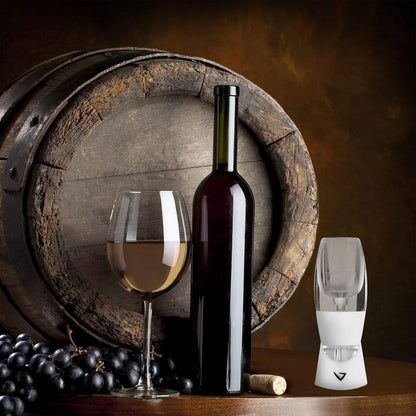 Vinturi Classic Essential Wine Aerator Pourer and Decanter Provides Enhanced Flavors with Smoother Finish Features Easy to Grip Silicone Body and No-Drip Stand, White