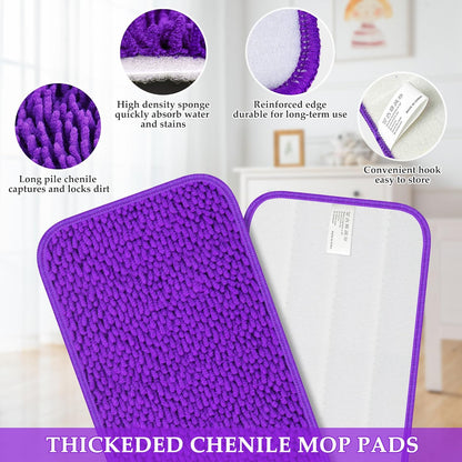 Papclean Microfiber Mop Pads - Reusable Wet Dry Cleaning Cloths for Swiffer PowerMop | 6 Pack for 13"-15" Floors