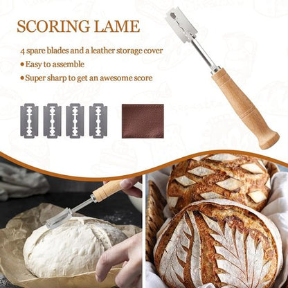 Dimpola Banneton Bread Proofing Basket Set - Handmade Rattan Sourdough Bowls (Oval & Round)