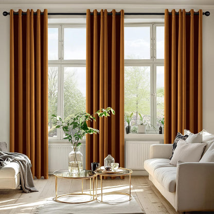 MIULEE Blackout Curtains - Thermal Insulated Room Darkening Drapes | 84 Inches Long, Gold Brown, 2 Panels