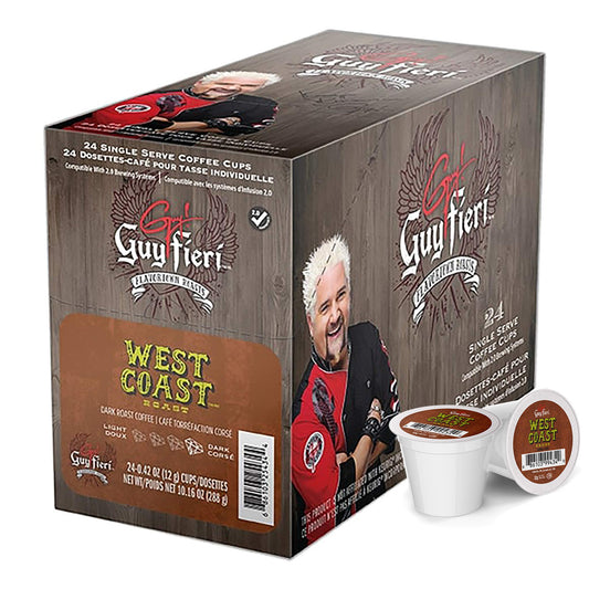 Guy Fieri Flavortown Roasts Coffee Pods, West Coast Roast, Bold Dark Roast Coffee, Single Serve Coffee Cups for Keurig K Cup Brewers, 24 Count…