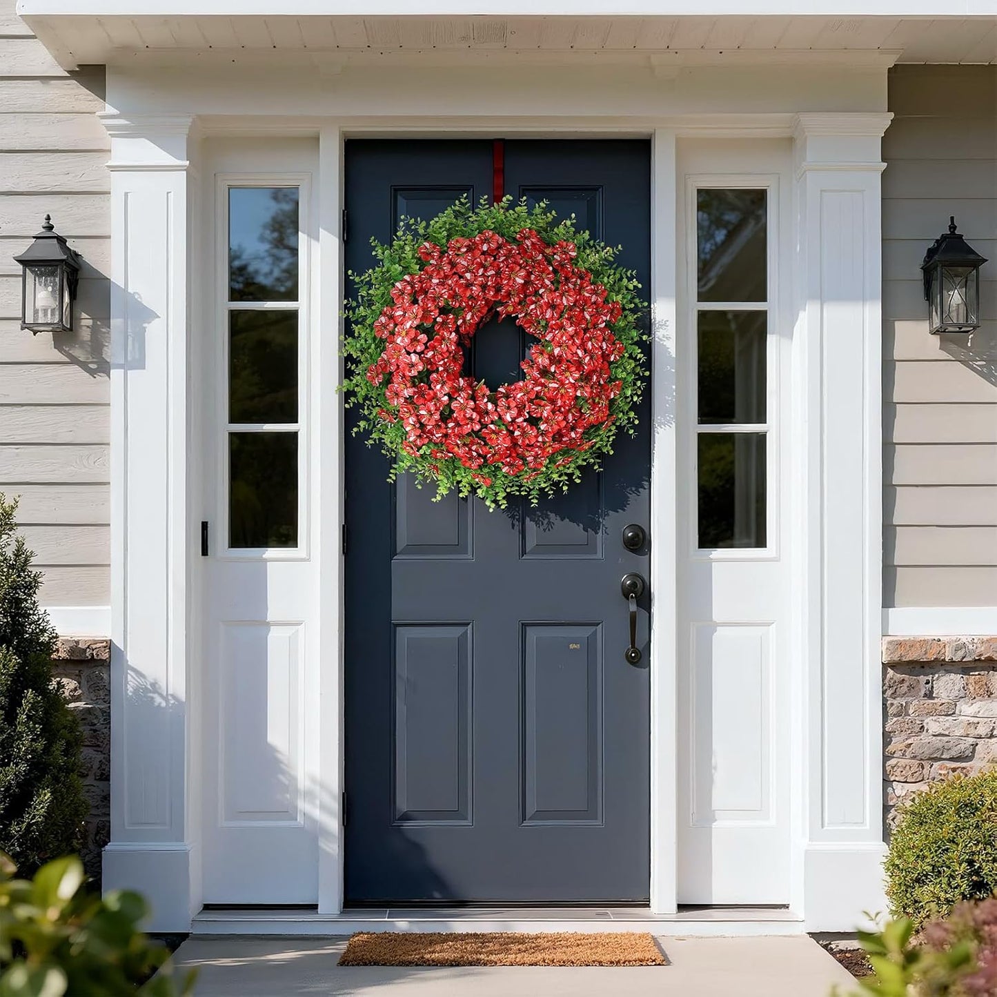 Starry Sky Morning Glory Wreath by [Brand Name] - 26" Faux Eucalyptus & Flower Decor for Spring/Summer