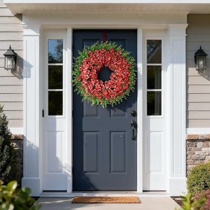 Starry Sky Morning Glory Wreath by [Brand Name] - 26" Faux Eucalyptus & Flower Decor for Spring/Summer