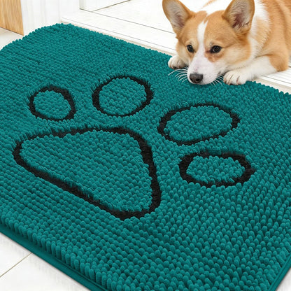 OLANLY Dog Door Mat - Absorbent Non-Slip Mud Mat for Paws | 30x20, Quick Dry Chenille, Lake Blue
