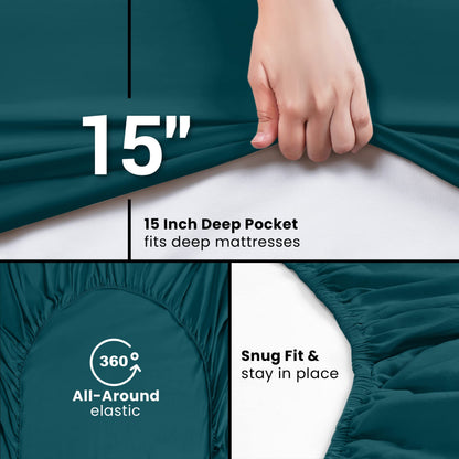 Utopia Bedding Queen Fitted Sheet - Bottom Sheet - Deep Pocket - Soft Microfiber - Shrinkage and Fade Resistant - Easy Care -1 Fitted Sheet Only (Teal)