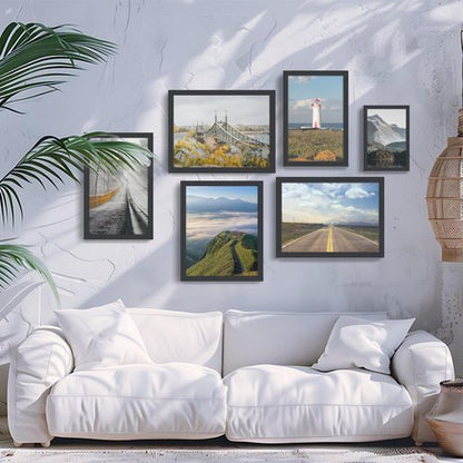 Fisnish 8x10 Picture Frame, for Tabletop Display, Horizontal or Vertical Wall Mounting, Black