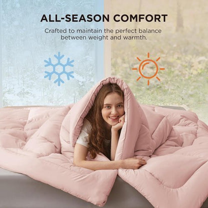 Bedsure Comforter Duvet Insert - All-Season Quilted Down Alternative Bedding, Pink, Full 86 x 82 Inches