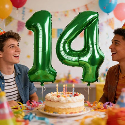Balloon 14 | Large Dark Green 40-Inch Foil Number 14 Birthday Decorations for Weddings & Events
