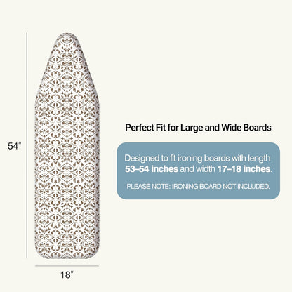 UniSimp Ironing Board Cover - Extra Thick Natural Cotton, Scorch & Stain Resistant | 18"x54" Foliage Design