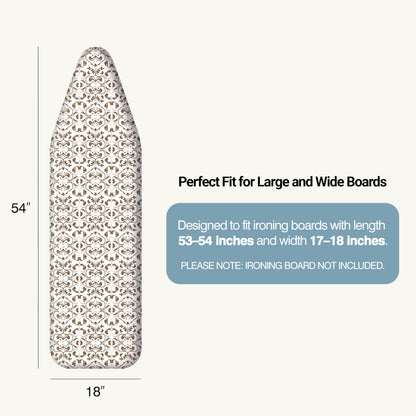 UniSimp Ironing Board Cover and Pad 18"x54" Extra Thick Natural Cotton, Scorch & Stain Resistant Iron Board Cover, Extra Large Iron Board Cover with Fasteners Heavy Duty Heatproof Elastic Edge Foliage