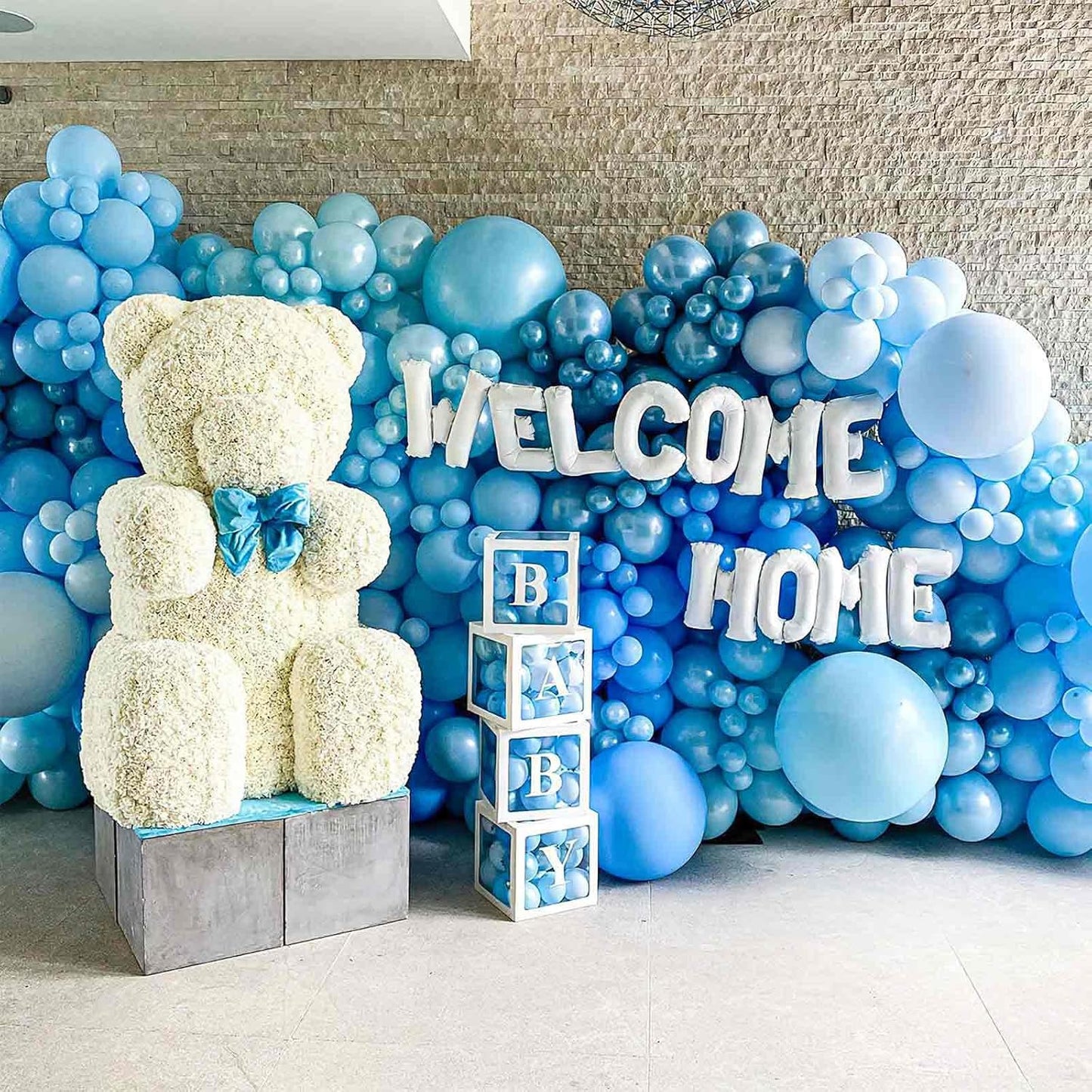 PartyWoo 100pcs Blue & White Balloons - 12 Inch Pearl Light Baby Pastel Sky Blue & Matte White for Graduation, Baby Shower & Birthday Celebrations