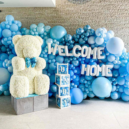 PartyWoo 100pcs Blue & White Balloons - 12 Inch Pearl Light Baby Pastel Sky Blue & Matte White for Graduation, Baby Shower & Birthday Celebrations