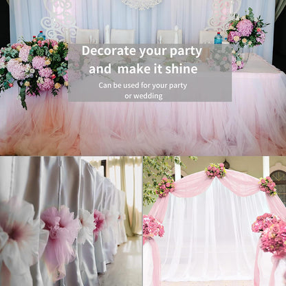 Skiennix 54" x 20 Yards Tulle Fabric Roll - Soft Pink for Wedding, Baby Shower & DIY Crafts