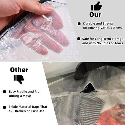 Skiennix 9-Pack Clear Storage Bags - Zipper & Handle Design for Easy Packing | Ideal for Blankets, Clothes, and Bedding