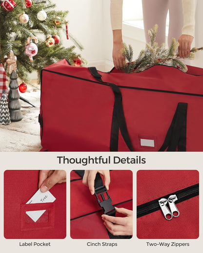 SONGMICS Christmas Tree Storage Bag - Rolling Design with 1.6-Inch Wheels | Fits Up to 7.5 ft Trees, Cherry Red