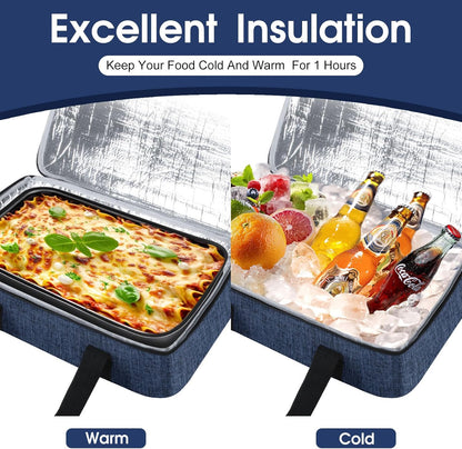 Skiennix Insulated Casserole Carrier - Portable Hot/Cold Food Tote for Potluck | Fits 9" x 13" Dish - Navy Blue