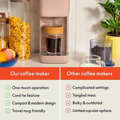 BELLA Single Serve Coffee Maker - K Cup & Ground Coffee Compatible | Adjustable Drip Tray, Auto Shutoff, 6oz to 14oz Brews