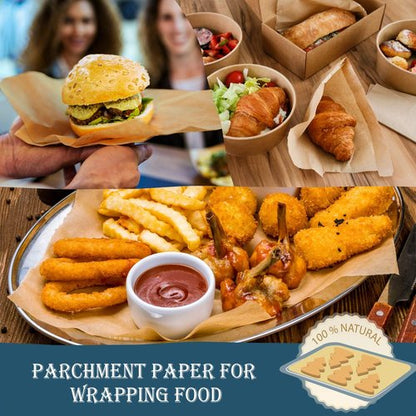Hiware Parchment Paper Baking Sheets - 200 PCS Precut Non-Stick 9x13 IN for Baking & Cooking | Unbleached, Fits Quarter Sheet Pans