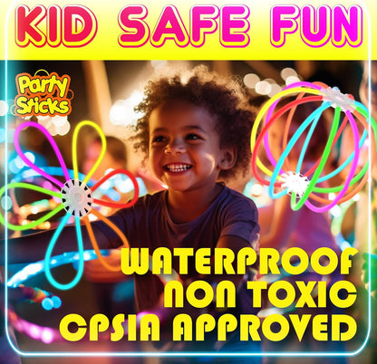 PartySticks Ultra Bright Glow Sticks - Glow in The Dark Party Supplies with Glasses, Bracelets & Connectors | Perfect for Halloween & 4th of July