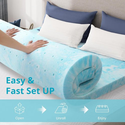 CH Charme Mattress Topper - 2 Inch Gel Infused Memory Foam for Back Pain Relief | Full Size, Cooling, CertiPUR-US Certified 75×54